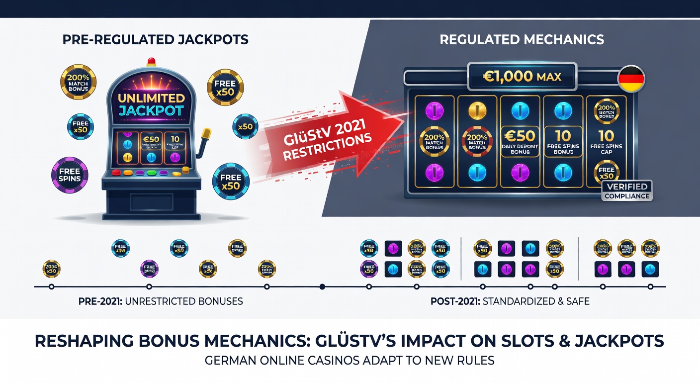 Darstellung eines modernen Online-Slots mit Jackpot-Anzeige und Bonus-Symbolen vor dem Hintergrund deutscher Regulierungsunterlagen