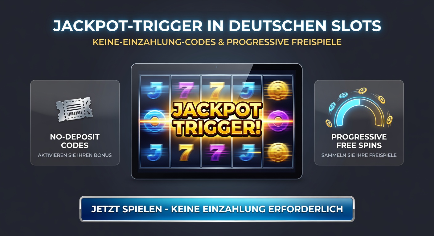 Detaillierte Grafik eines Slot-Jackpots mit steigendem Progressionsbalken, Free-Spin-Icons und No-Deposit-Code-Eingabefeld
