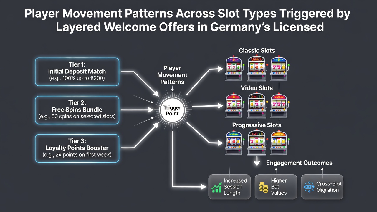 Diagramm zu Spielerpfaden und Slot-Typ-Wechseln durch Willkommensboni